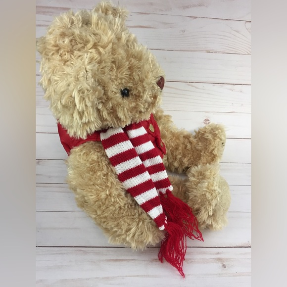 FAO Schwarz 14” Plush Teddy Bear Gift Puffer Vest Scarf w/ Hang Tag - Picture 5 of 9